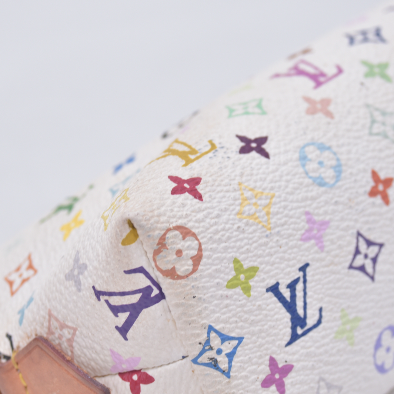 $625 2012 LOUIS VUITTON Monogram Multicolor Cosmetic Pouch White Litchi 2172