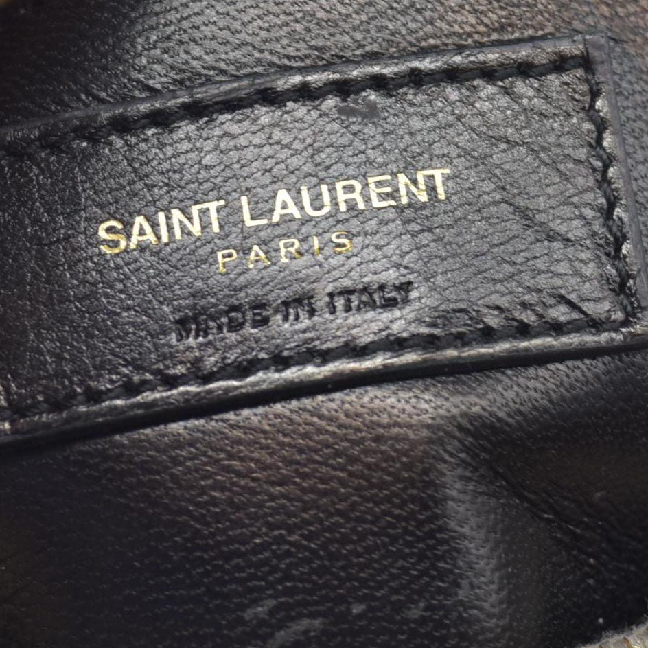 $2800 Saint Laurent Waxed Calfskin Matelasse Chevron Medium Monogram College Bag Fog Gray 10019838