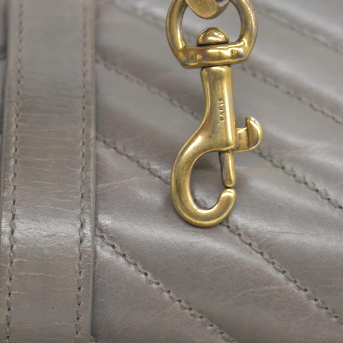 $2800 Saint Laurent Waxed Calfskin Matelasse Chevron Medium Monogram College Bag Fog Gray 10019838
