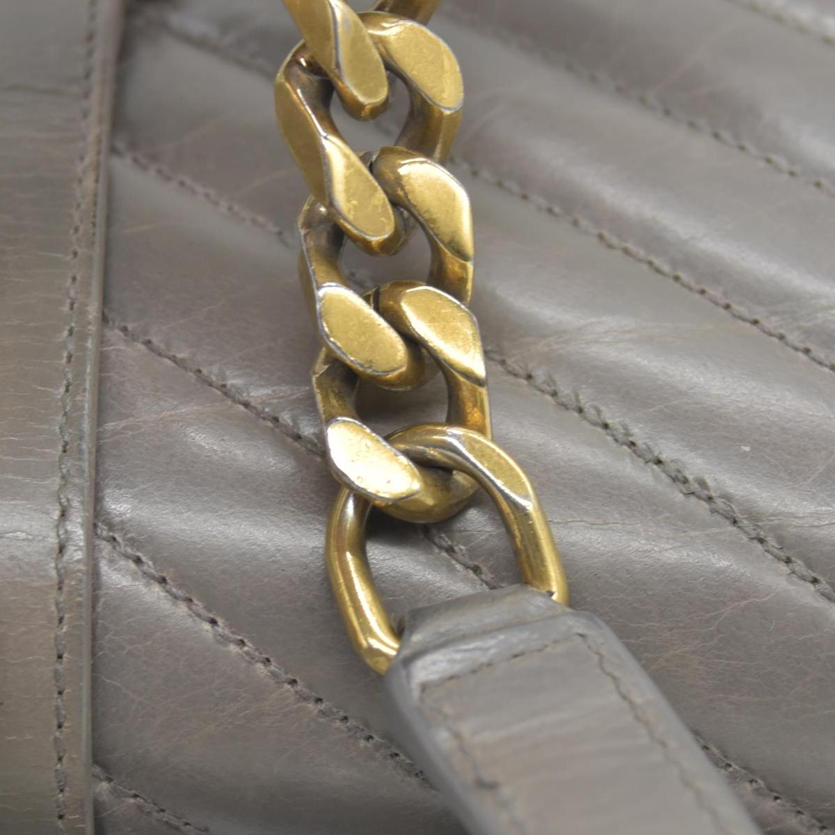 $2800 Saint Laurent Waxed Calfskin Matelasse Chevron Medium Monogram College Bag Fog Gray 10019838