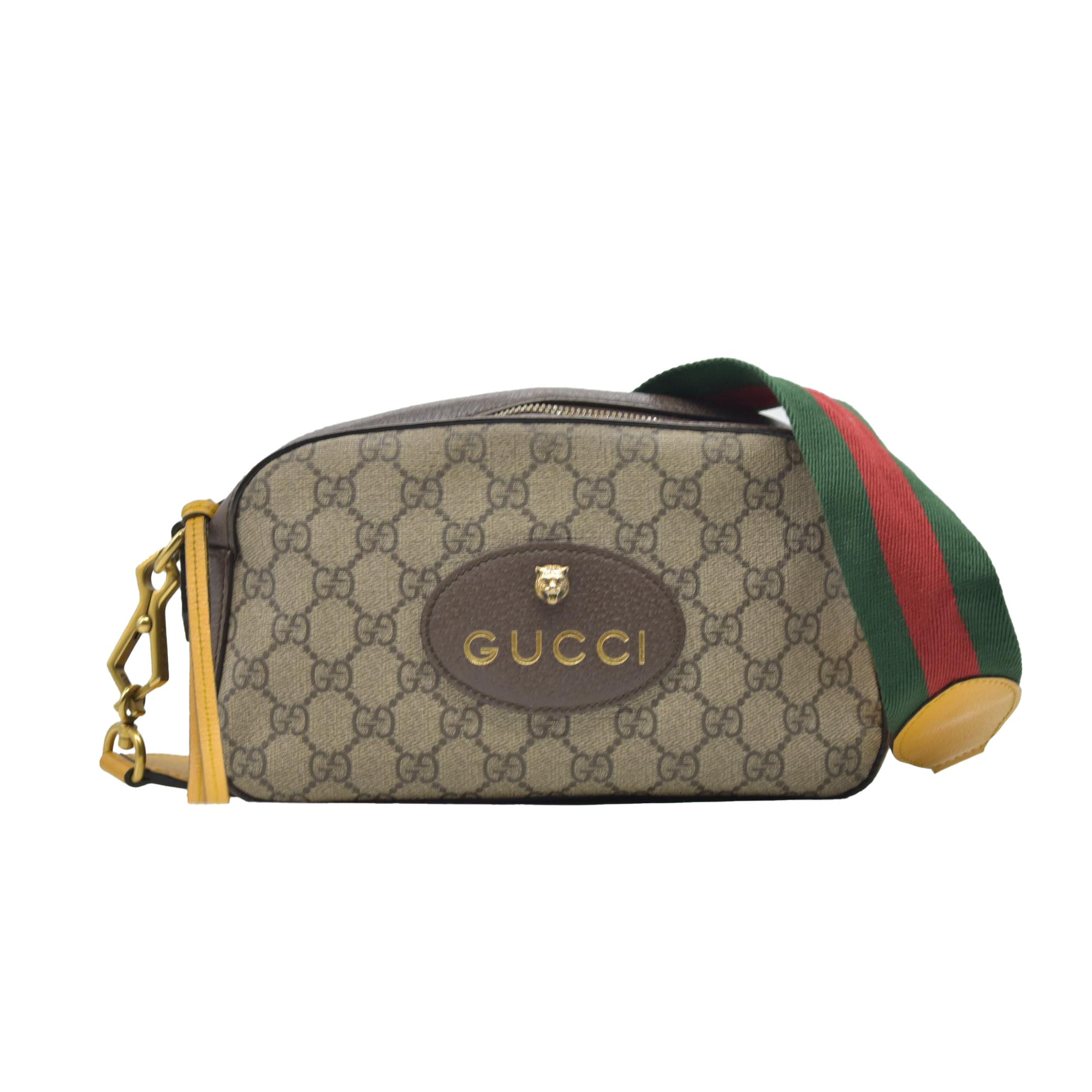 Gucci GG Supreme Monogram Web Neo Vintage Shoulder Bag Beige New Acero Crop