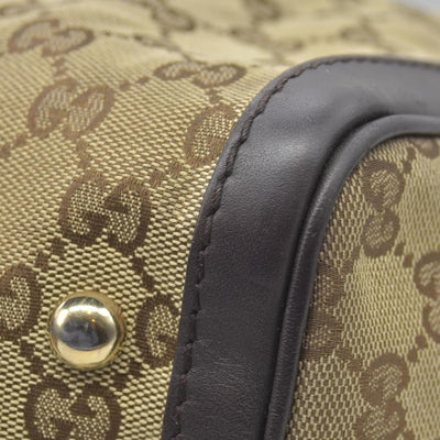 $1350 Gucci Monogram Selleria Calfskin Vintage Web Medium Boston Dark Brown