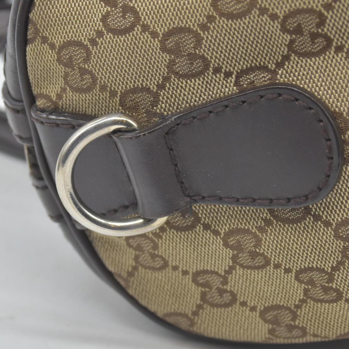 $1350 Gucci Monogram Selleria Calfskin Vintage Web Medium Boston Dark Brown