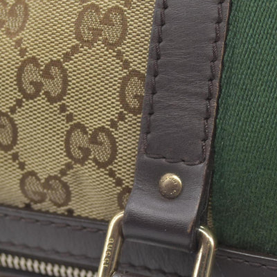 $1350 Gucci Monogram Selleria Calfskin Vintage Web Medium Boston Dark Brown