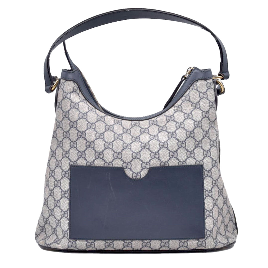 $1490 Gucci GG Supreme Linea Navy Hobo Shoulder Tote Bag CONSIGNMENT