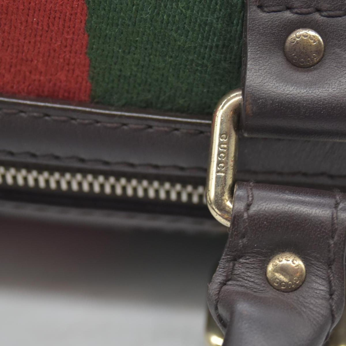 $1350 Gucci Monogram Selleria Calfskin Vintage Web Medium Boston Dark Brown