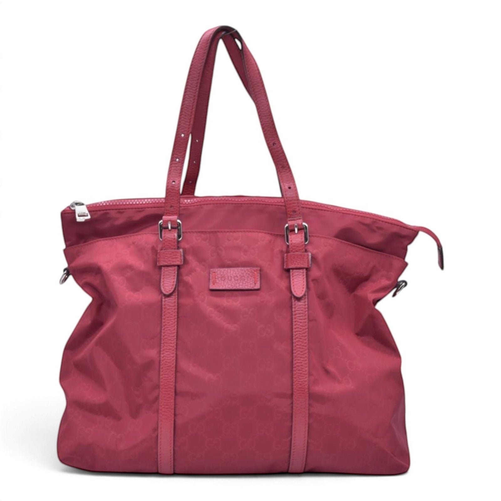 $1150 PRADA Tessuto Nylon Buckle Strap Tote Bag Pink CONSIGNMENT 10021353