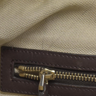 $1350 Gucci Monogram Selleria Calfskin Vintage Web Medium Boston Dark Brown