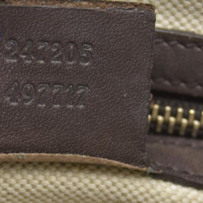 $1350 Gucci Monogram Selleria Calfskin Vintage Web Medium Boston Dark Brown