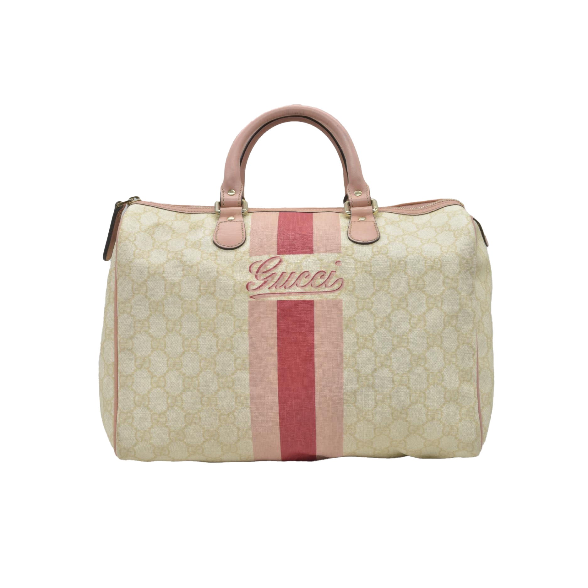 Gucci GG Plus Monogram Web Stripe Medium Joy Boston Pink