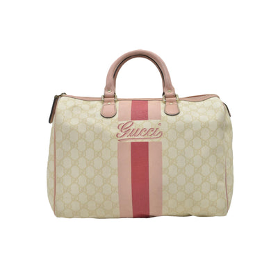 Gucci GG Plus Monogram Web Stripe Medium Joy Boston Pink