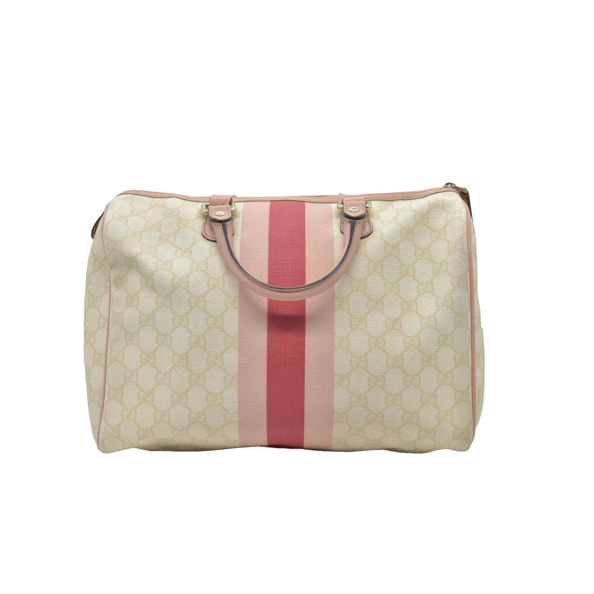Gucci GG Plus Monogram Web Stripe Medium Joy Boston Pink