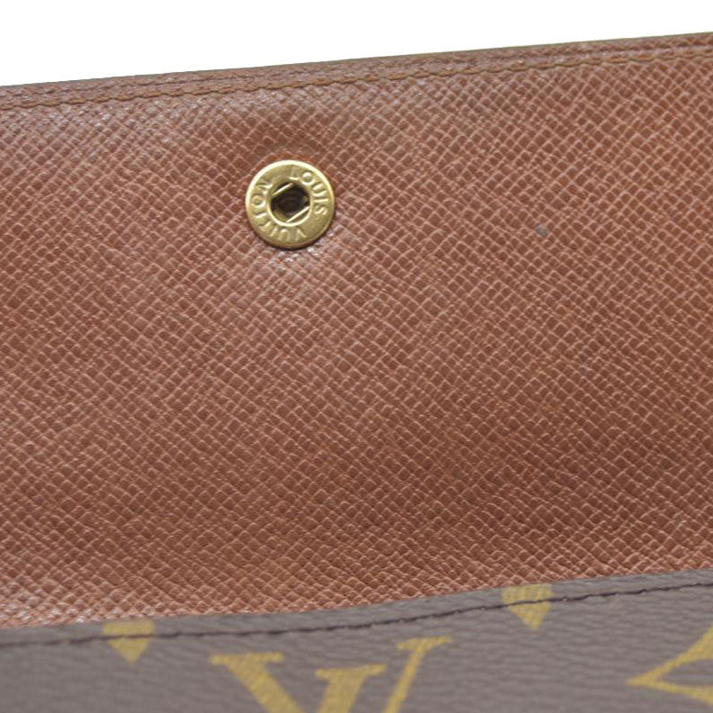AUCTION $550 Louis Vuitton Monogram Porte Tresor  Etui Papiers Trifold Wallet Brown  AP0062