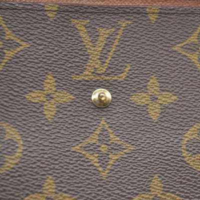 AUCTION $550 Louis Vuitton Monogram Porte Tresor  Etui Papiers Trifold Wallet Brown  AP0062