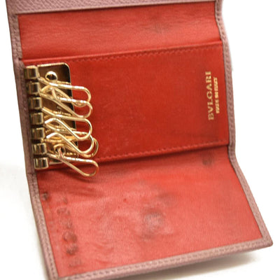 BVLGARI BVLGARIBVLGARI Clip Leather 6 Ring Key Case Pink