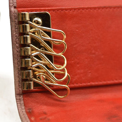 BVLGARI BVLGARIBVLGARI Clip Leather 6 Ring Key Case Pink