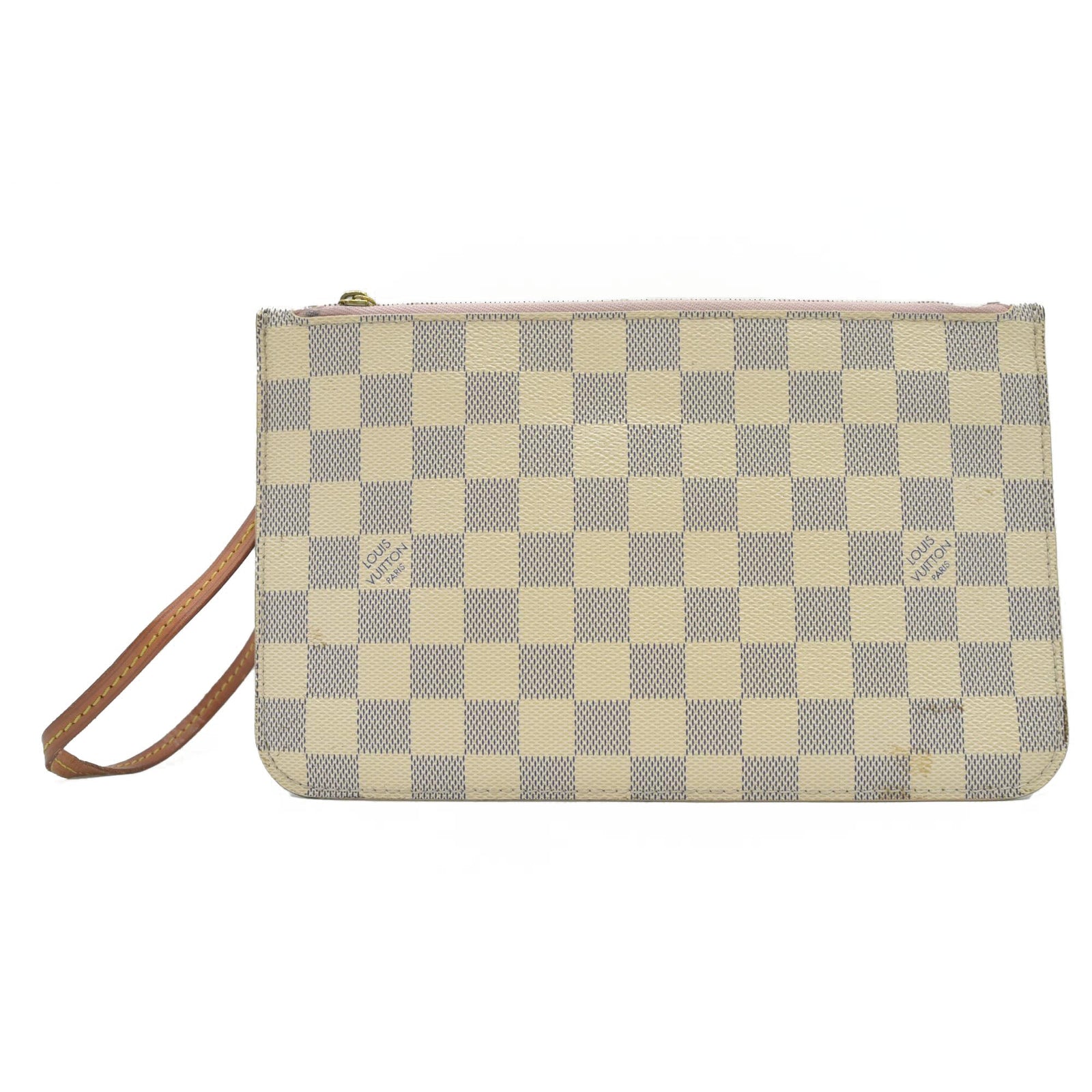 $600 Louis Vuitton Damier Azur Neverfull MM GM Pochette Rose Ballerine RFID