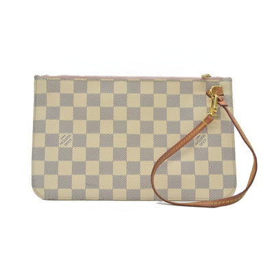 $600 Louis Vuitton Damier Azur Neverfull MM GM Pochette Rose Ballerine RFID