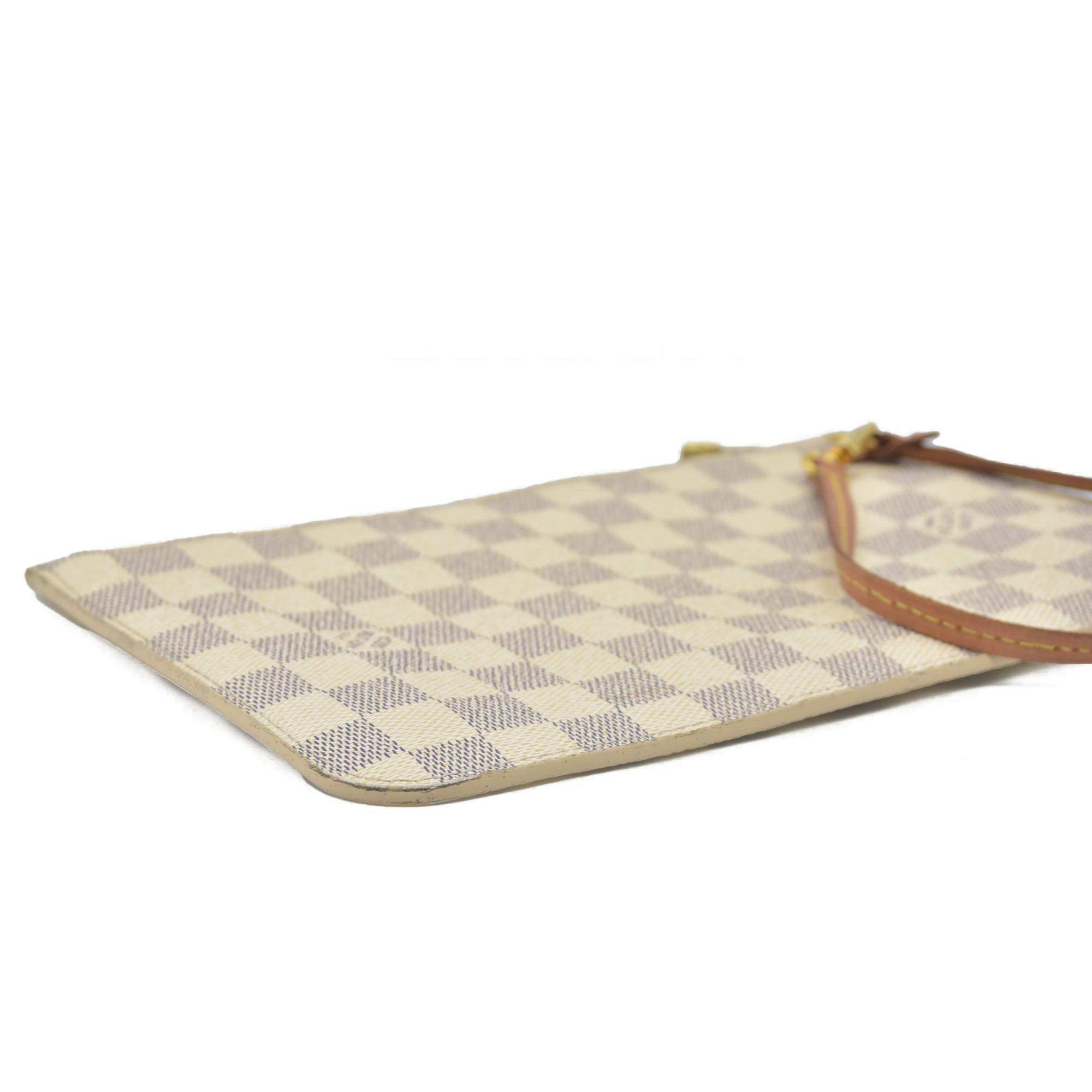 $600 Louis Vuitton Damier Azur Neverfull MM GM Pochette Rose Ballerine RFID