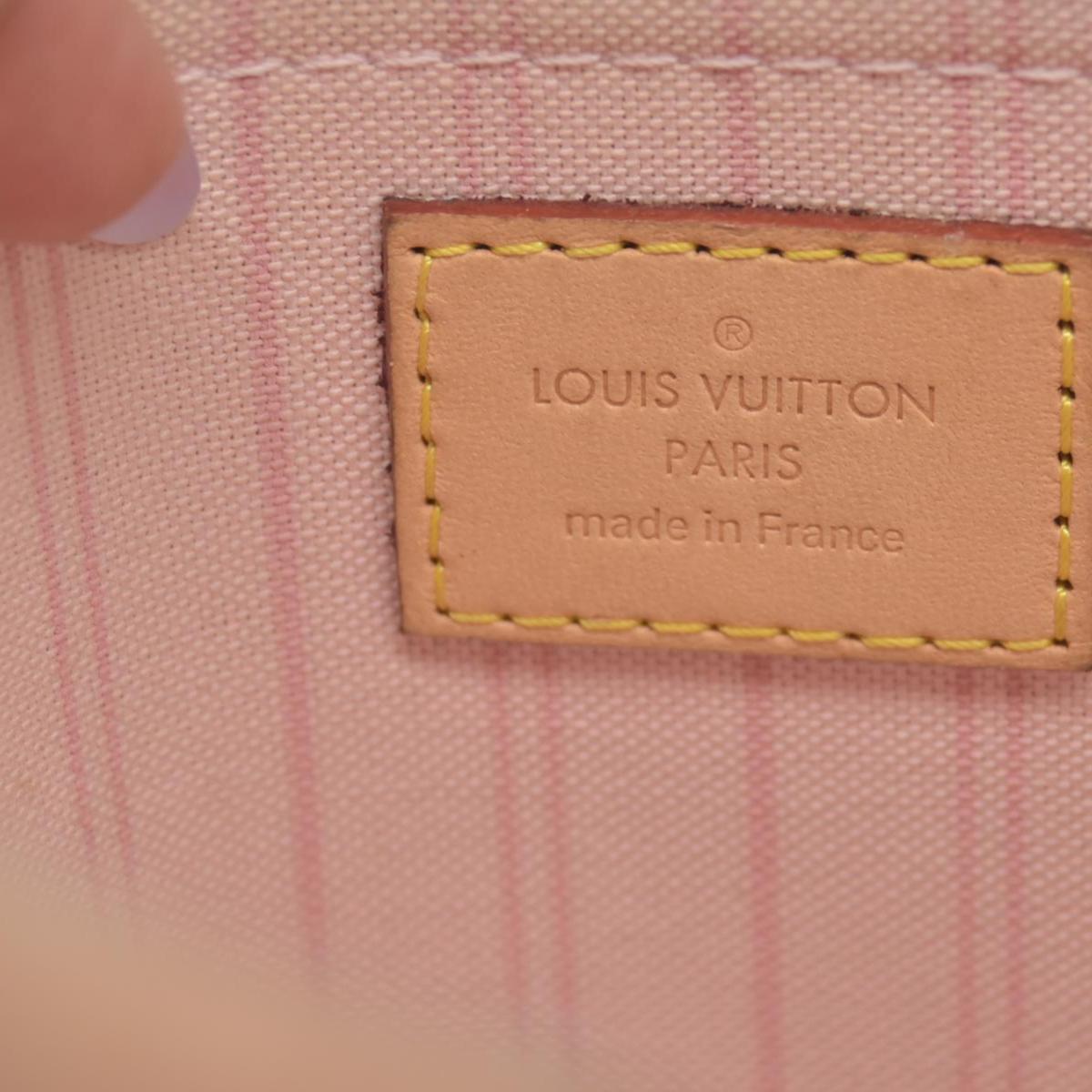 $600 Louis Vuitton Damier Azur Neverfull MM GM Pochette Rose Ballerine RFID