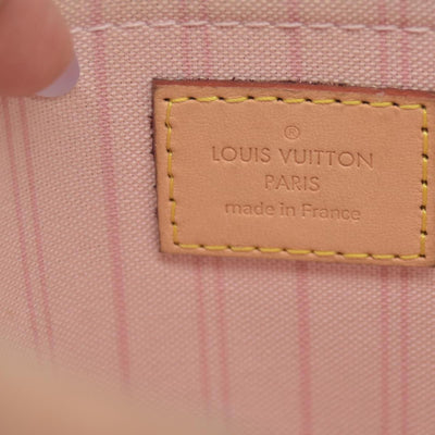 $600 Louis Vuitton Damier Azur Neverfull MM GM Pochette Rose Ballerine RFID