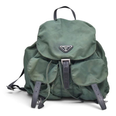 $1450 PRADA Vela Tessuto Nylon Pocket Backpack Army Green CONSIGNMENT 10021350