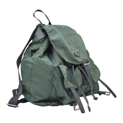 $1450 PRADA Vela Tessuto Nylon Pocket Backpack Army Green CONSIGNMENT 10021350