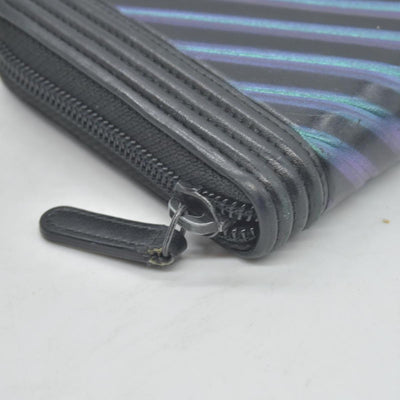 Chanel Calfskin Chevron Quilted Iridescent Zip Around Boy Wallet CONSIGNMENT