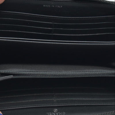 Chanel Calfskin Chevron Quilted Iridescent Zip Around Boy Wallet CONSIGNMENT