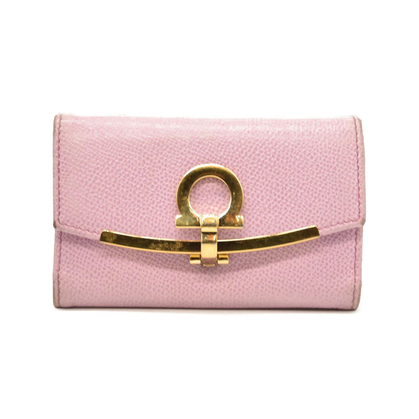 Salvatore Ferragamo Gancini Leather 6 Ring Key Case Pink