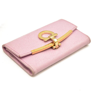 Salvatore Ferragamo Gancini Leather 6 Ring Key Case Pink
