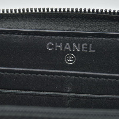 Chanel Calfskin Chevron Quilted Iridescent Zip Around Boy Wallet CONSIGNMENT