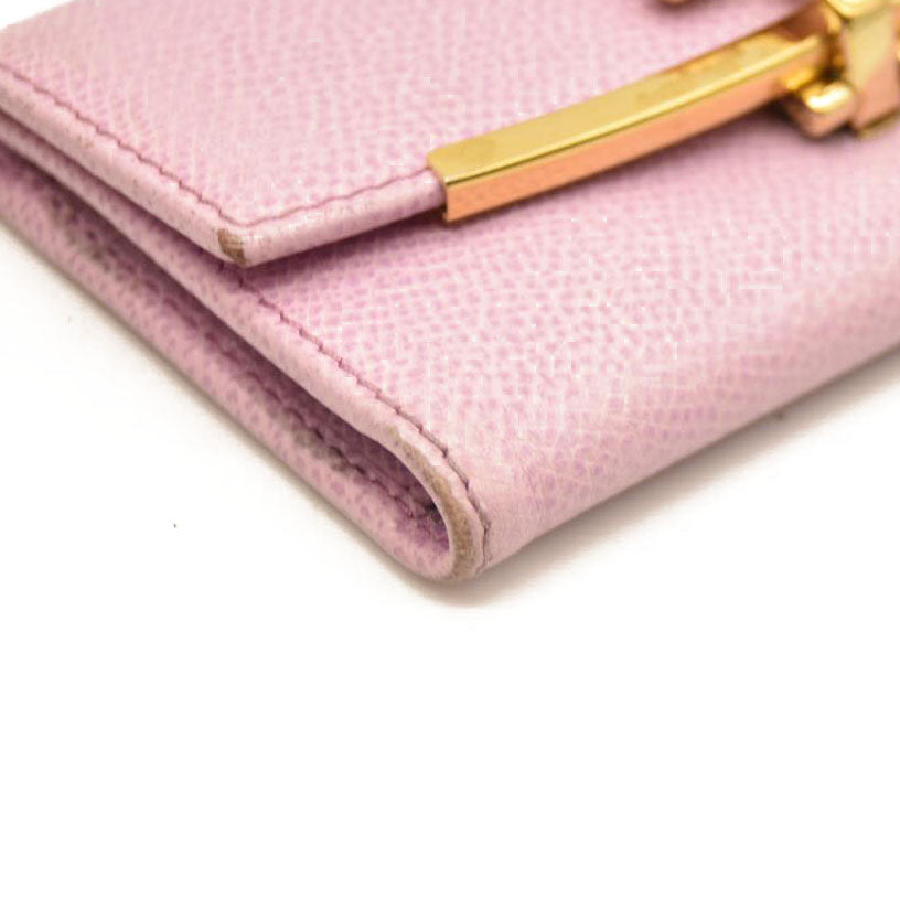 Salvatore Ferragamo Gancini Leather 6 Ring Key Case Pink
