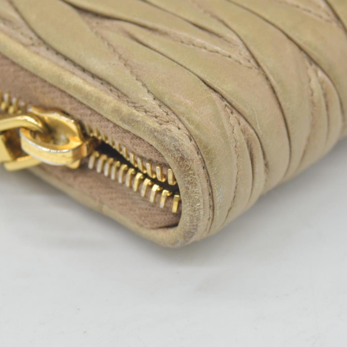 Miu Miu Matelasse Zip Around Wallet Cammeo CONSIGNMENT