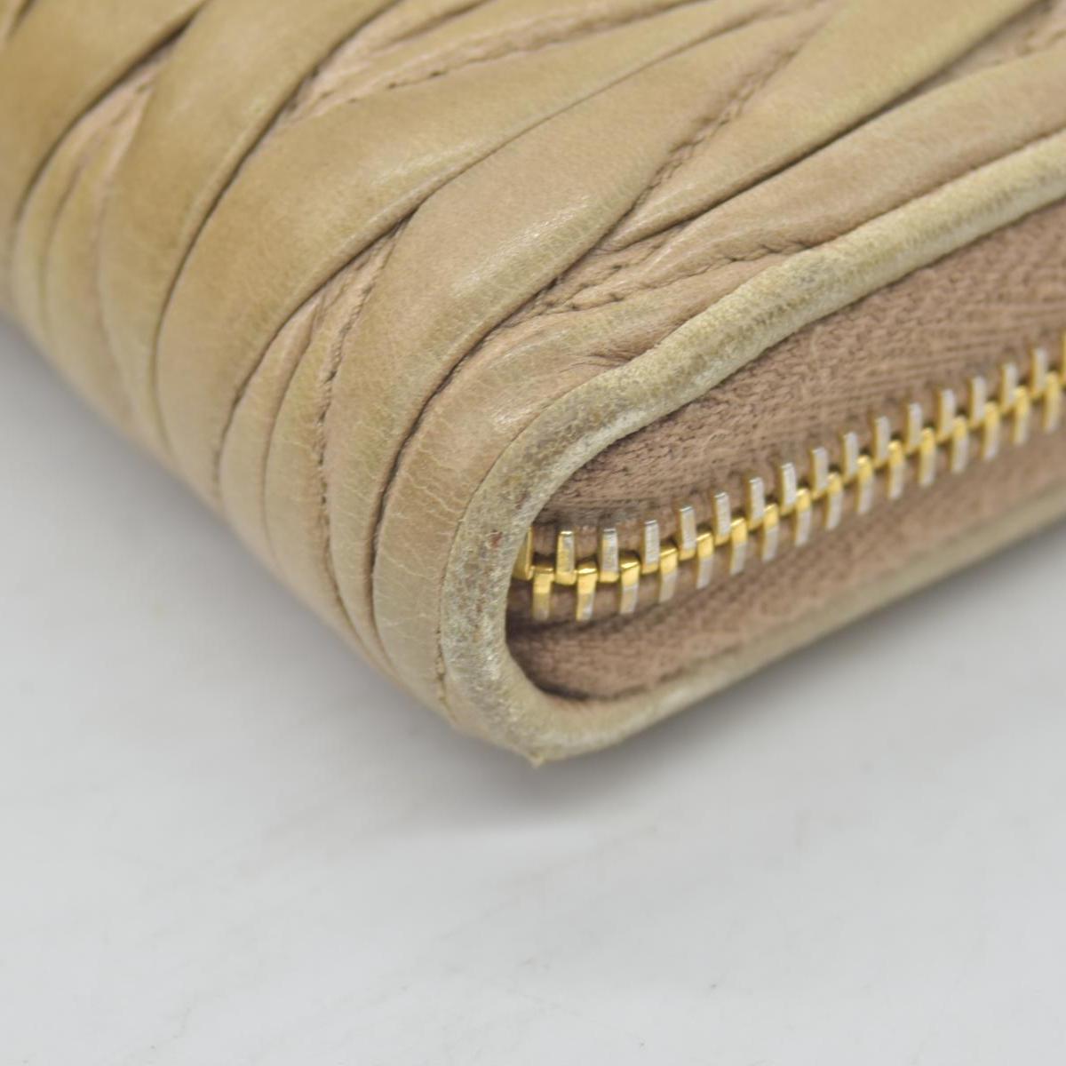 Miu Miu Matelasse Zip Around Wallet Cammeo CONSIGNMENT