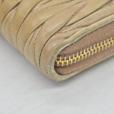 Miu Miu Matelasse Zip Around Wallet Cammeo CONSIGNMENT