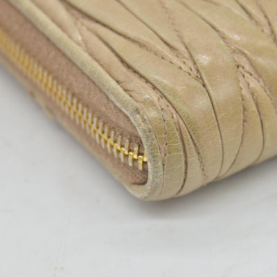 Miu Miu Matelasse Zip Around Wallet Cammeo CONSIGNMENT