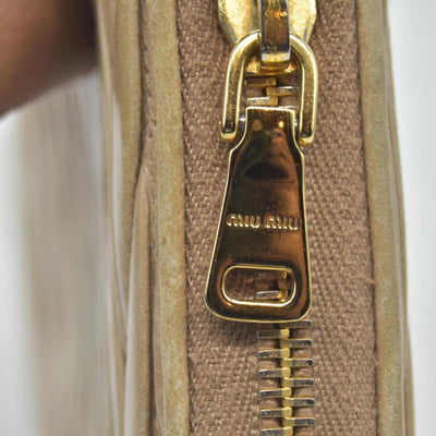 Miu Miu Matelasse Zip Around Wallet Cammeo CONSIGNMENT