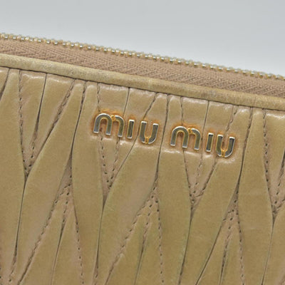 Miu Miu Matelasse Zip Around Wallet Cammeo CONSIGNMENT