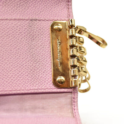 Salvatore Ferragamo Gancini Leather 6 Ring Key Case Pink
