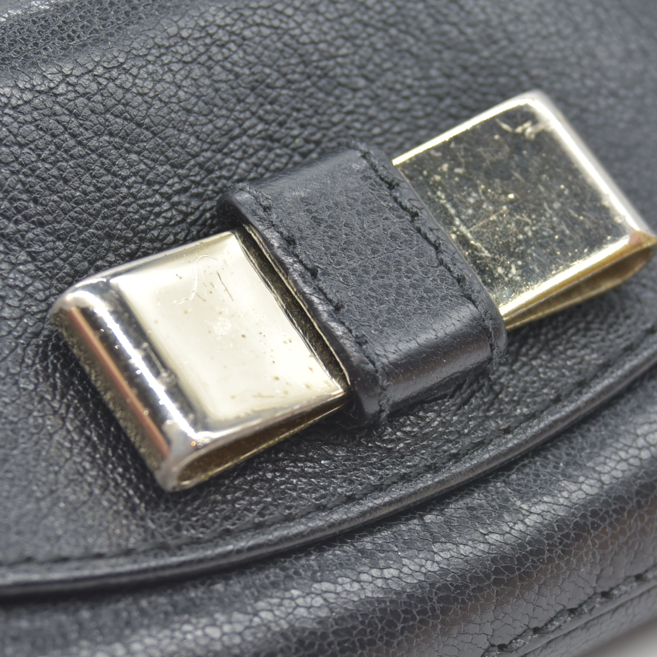 Chloe Lily Leather Zip Around Long Wallet Purse Black