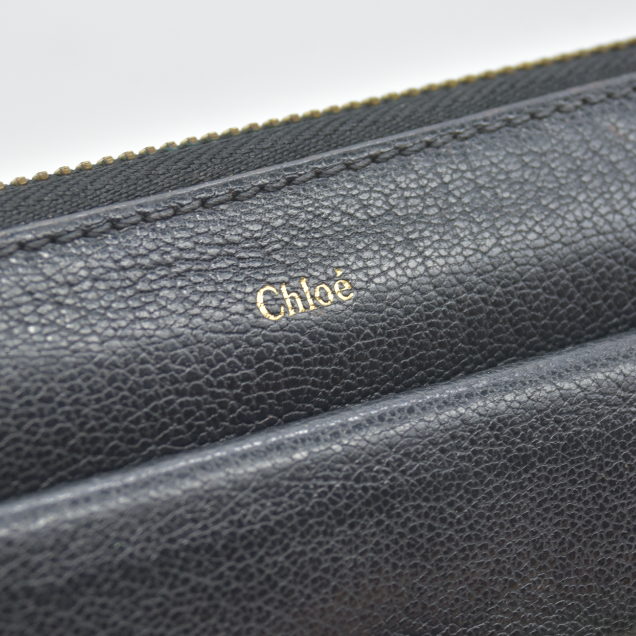 Chloe Lily Leather Zip Around Long Wallet Purse Black