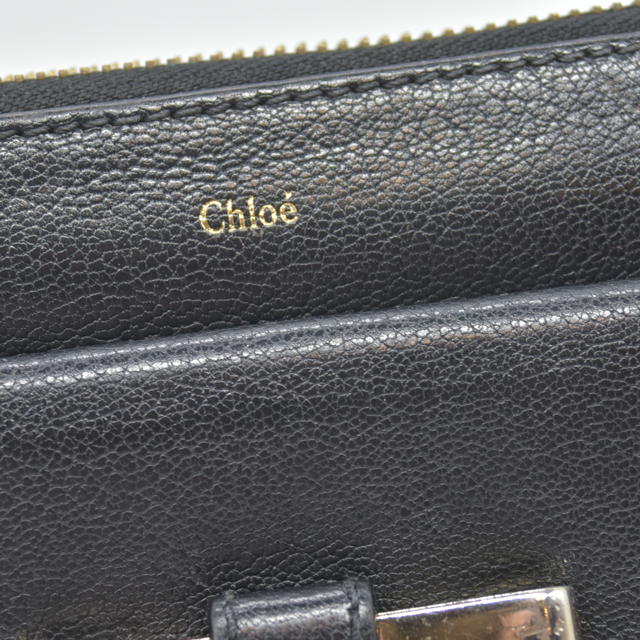 Chloe Lily Leather Zip Around Long Wallet Purse Black