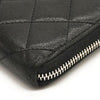 CHANEL Lambskin Quilted Large Gusset Zip Around Wallet Black  15*