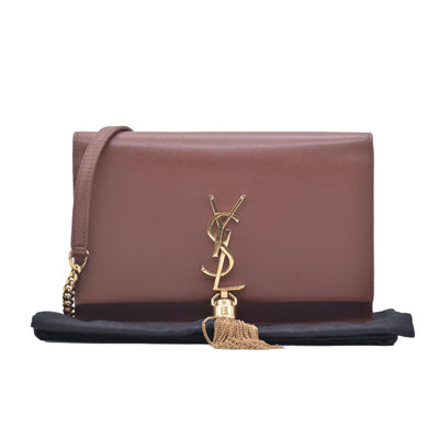 $2100 Saint Laurent  Small Monogram Kate Tassel Bag Brown