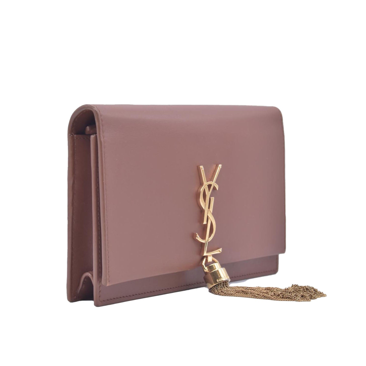 $2100 Saint Laurent  Small Monogram Kate Tassel Bag Brown