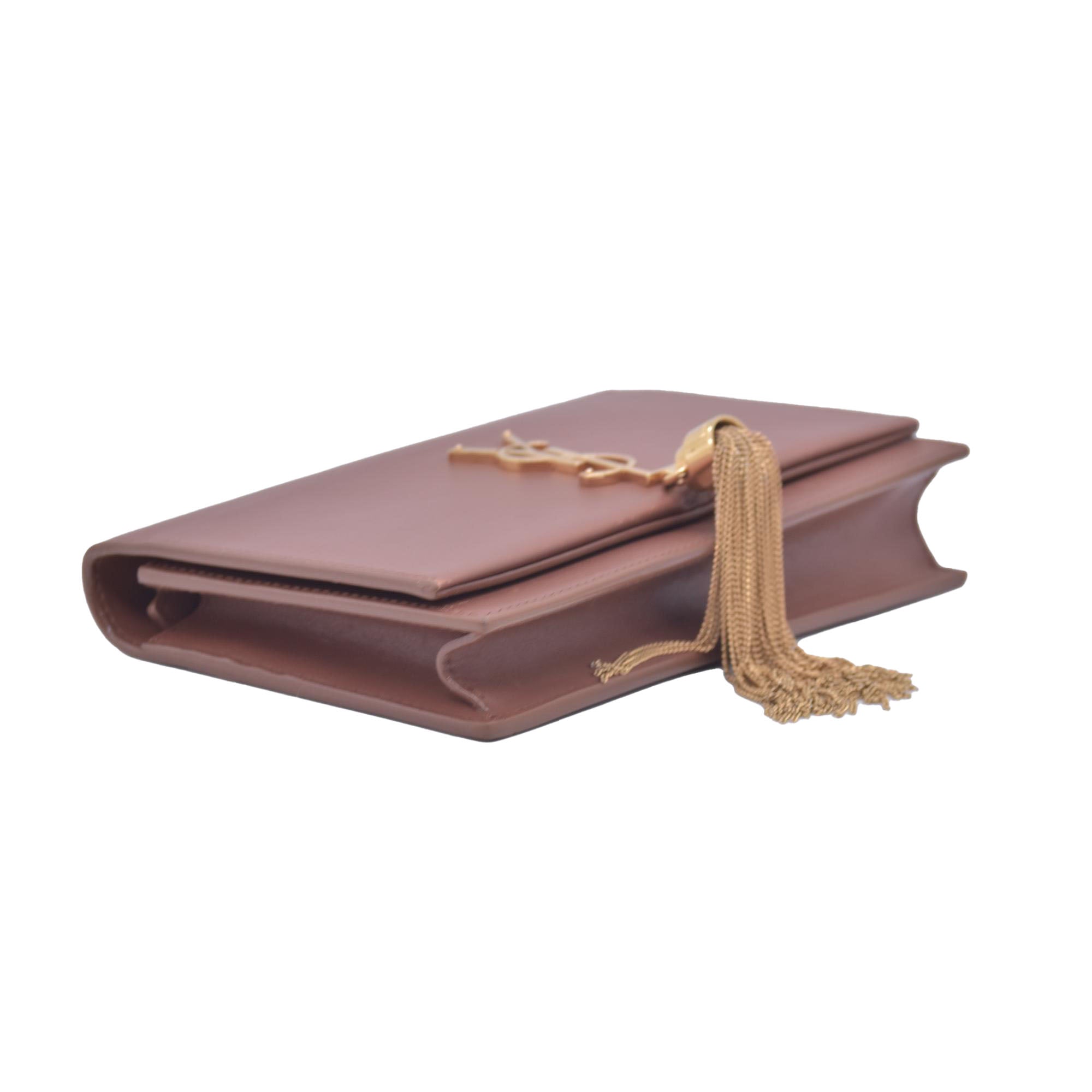 $2100 Saint Laurent  Small Monogram Kate Tassel Bag Brown