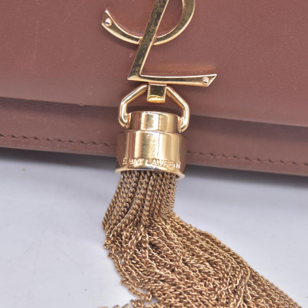 $2100 Saint Laurent  Small Monogram Kate Tassel Bag Brown