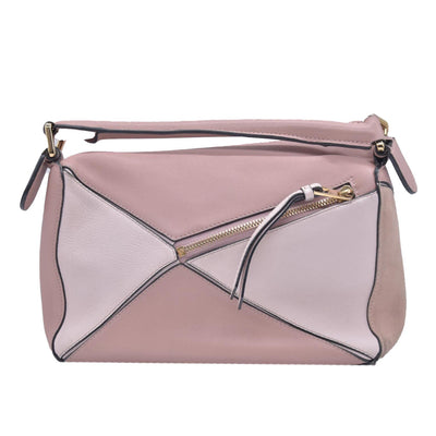 $3850 Loewe Calfskin Suede Small Puzzle Bag Blush