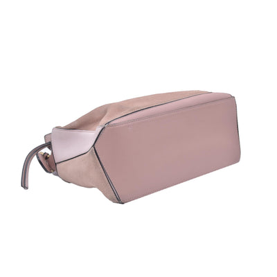 $3850 Loewe Calfskin Suede Small Puzzle Bag Blush